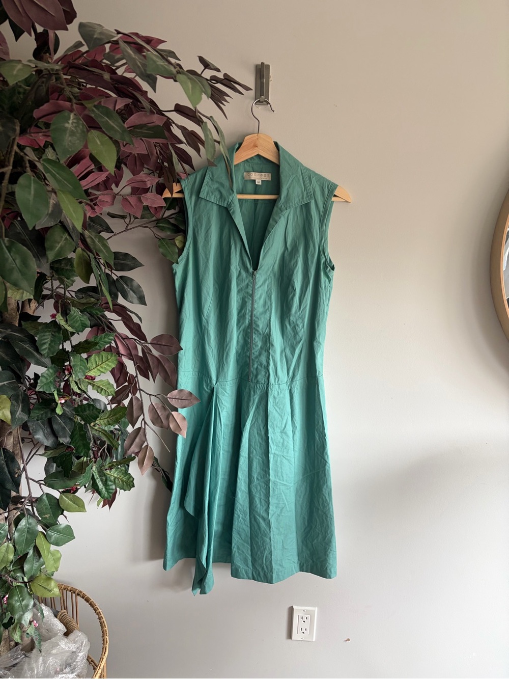 Comrags made in Canada Sleeveless Teal Midi Dress with Front Zip